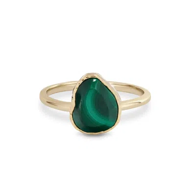 ZOHREH V. JEWELLERY WOMEN'S GOLD / GREEN MALACHITE PEBBLE RING 9K GOLD