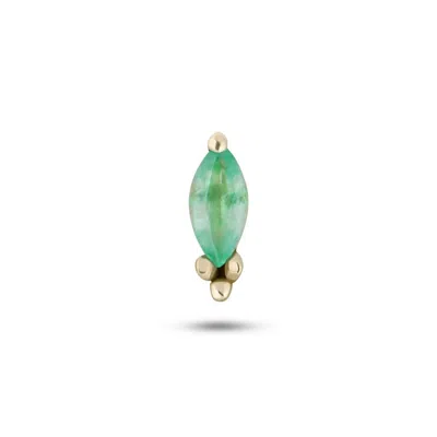 ZOHREH V. JEWELLERY WOMEN'S GREEN EMERALD MARQUISE BEADED FLAT BACK EARRING 9K GOLD