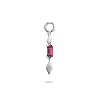 ZOHREH V. JEWELLERY WOMEN'S PINK / PURPLE / RED RHODOLITE GARNET & WHITE SAPPHIRE EARRING CHARM STERLING SILVER