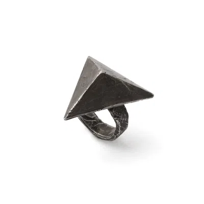 ZULA JEWELRY + DESIGN MEN'S BLACK / GREY / SILVER TRIANGLE RING, LARGE, ANCIENT FUTURE COLLECTION