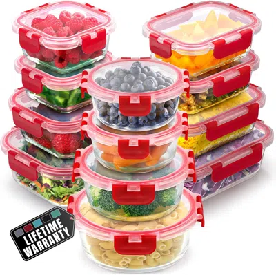 ZULAY KITCHEN 12-PACK LEAKPROOF GLASS STORAGE CONTAINERS WITH LIDS - BPA-FREE, AIRTIGHT BOROSILICATE GLASS - FREEZ