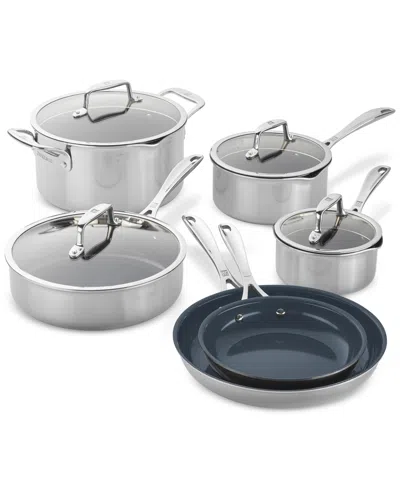 ZWILLING CLAD CFX 10-PIECE STAINLESS STEEL CERAMIC NONSTICK COOKWARE SET
