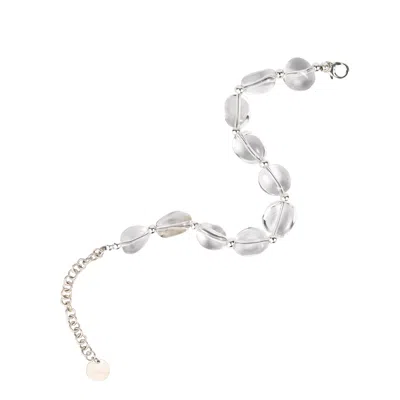 ZYNNIA COLLECTIVE WOMEN'S NEUTRALS / WHITE / SILVER SEE THROUGH PEBBLE BRACELET