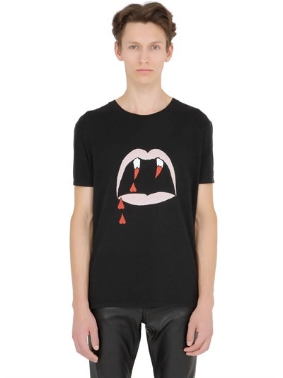 SAINT LAURENT Vampire Printed Cotton T-Shirt, Black