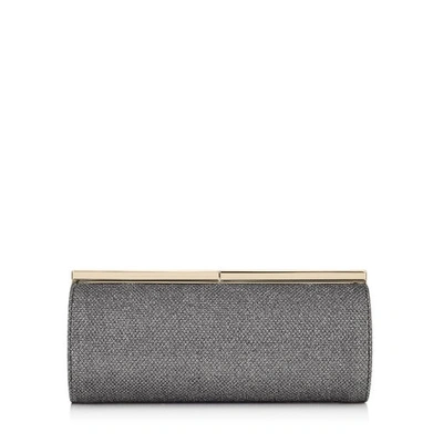 JIMMY CHOO TRINKET Anthracite Lamé Glitter Fabric Clutch Bag