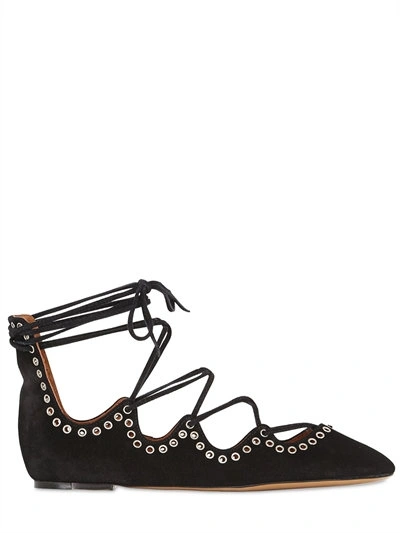 ISABEL MARANT 10Mm Leo Suede Lace-Up Ballerinas, Black