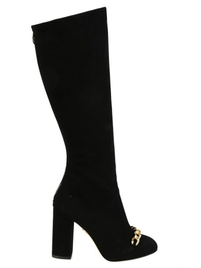 CHARLOTTE OLYMPIA High Boots Charlotte Olympia Black Suede Gold Chain