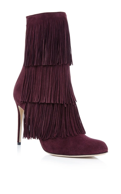 PAUL ANDREW Toas Red Kidskin Fringed Boots