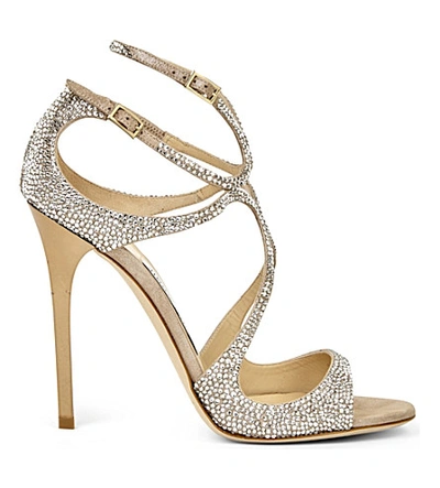 JIMMY CHOO Lance 115 Suede Embellished Sandals