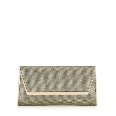 JIMMY CHOO MARGOT Light Bronze Lamé Glitter Clutch Bag