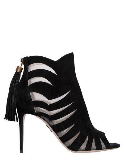 PAUL ANDREW 90MM HANAA SUEDE & MESH OPEN TOE BOOTS