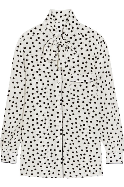 DOLCE & GABBANA Pussy-bow polka-dot silk crepe de chine blouse