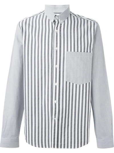 AMI ALEXANDRE MATTIUSSI AMI ALEXANDRE MATTIUSSI BI-MATERIAL BUTTON DOWN SHIRT - BLACK