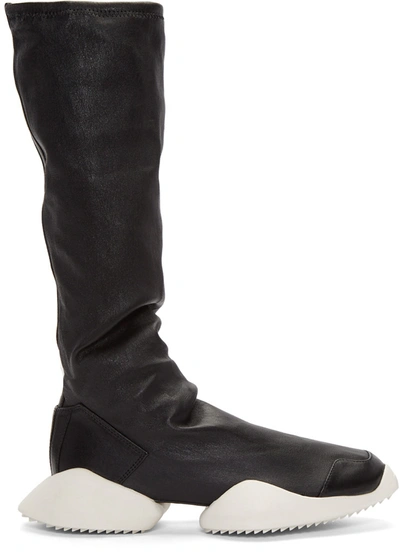 Shop Rick Owens Black Adidas Edition Runner Stretch Boot High-top Sneakers