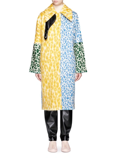 ACNE STUDIOS 'Bertilyn' patchwork leopard print felted mohair blend coat