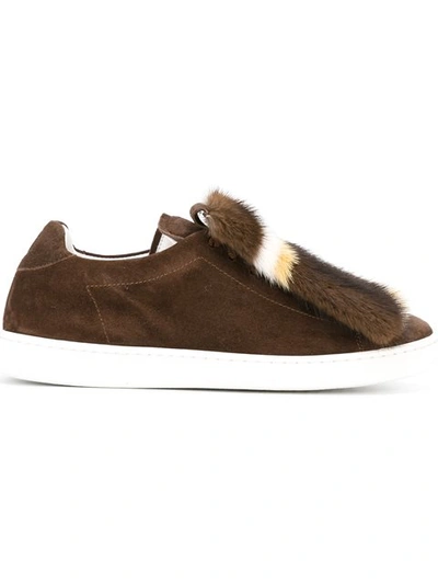 JOSHUA SANDERS FOX FUR DETAIL SNEAKERS