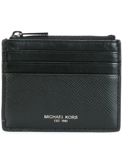 MICHAEL KORS MICHAEL KORS COLLECTION TOP ZIPPED FLAT CARDHOLDER - BLACK