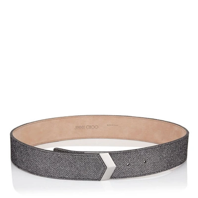 JIMMY CHOO BRITT/L Anthracite Lamé Glitter Waist Belt