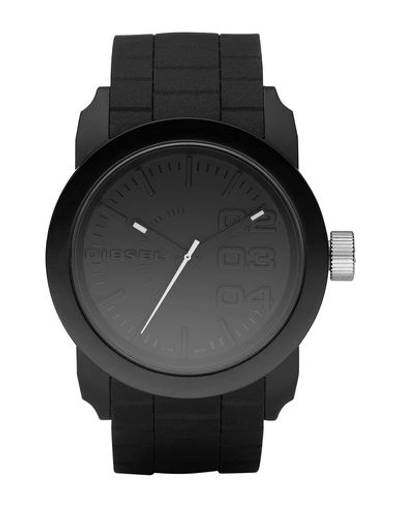 DIESEL DIESEL DOUBLE DOWN 44 WRIST WATCH BLACK SIZE - STAINLESS STEEL, POLYCARBONATE, SILICONE
