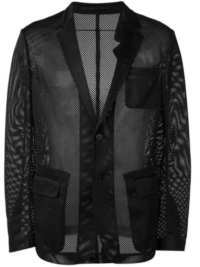 GIVENCHY GIVENCHY MESH EFFECT BLAZER - BLACK