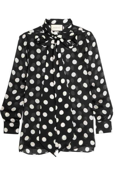 GUCCI Pussy-bow polka-dot silk-chiffon blouse