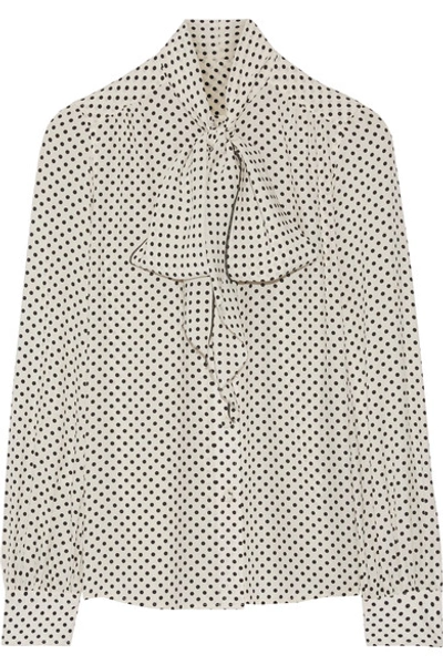 MARC JACOBS Pussy-bow polka-dot silk crepe de chine blouse