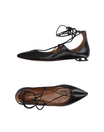 GUCCI AQUAZZURA WOMAN BALLET FLATS BLACK SIZE 7 SOFT LEATHER