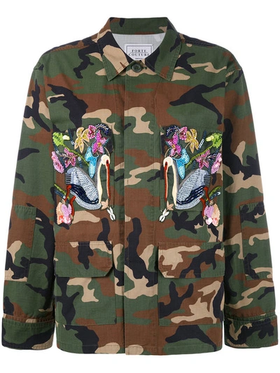 FORTE COUTURE FORTE DEI MARMI COUTURE EMBROIDERED MILITARY JACKET - GREEN