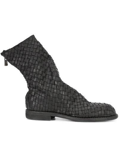 GUIDI interlaced leather ankle boots