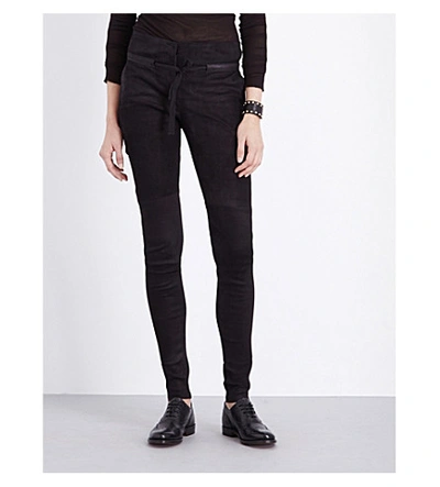 ISABEL BENENATO Skinny high-rise leather biker trousers