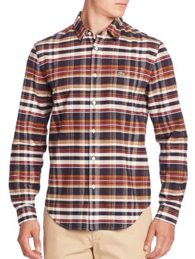 LACOSTE Long Sleeve Brushed Twill Plaid Shirt