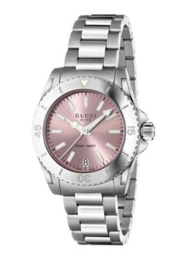 GUCCI Dive Stainless Steel Bracelet Watch/Pink