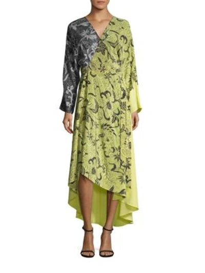 DIANE VON FURSTENBERG Combo Woven Silk Wrap Dress