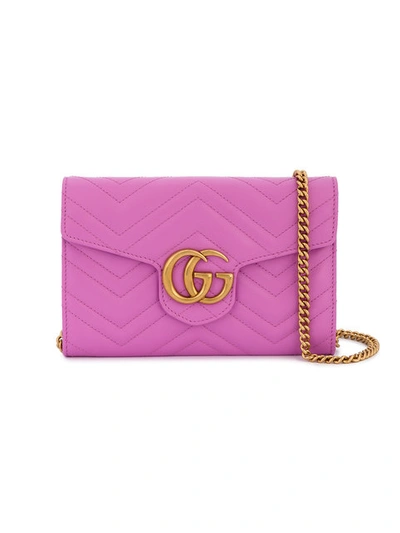 GUCCI MARMONT CHEVRON CHAIN WALLET BAG
