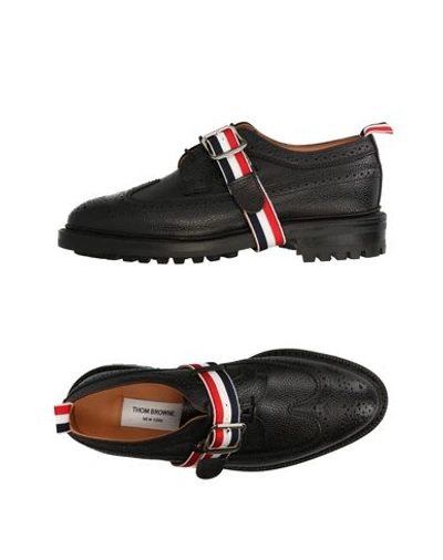 THOM BROWNE THOM BROWNE MAN LACE-UP SHOES BLACK SIZE 6 LEATHER