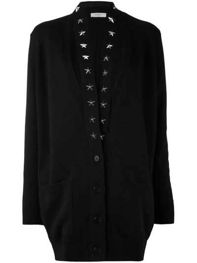 GIVENCHY GIVENCHY CASHMERE STAR TRIM CARDIGAN - BLACK