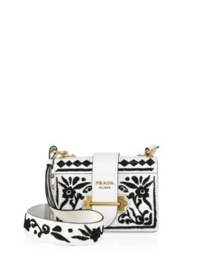 Prada cahier embroidered shoulder bag online