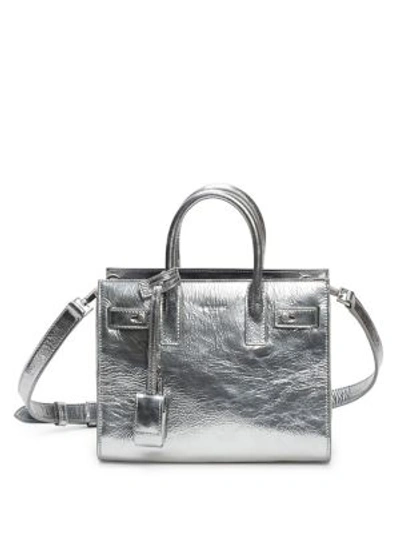 SAINT LAURENT Nano Sac De Jour Metallic Leather Tote