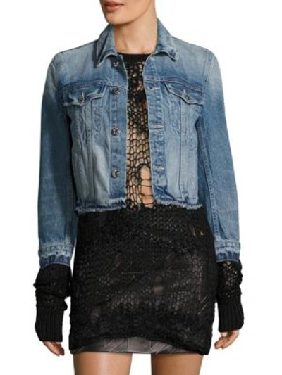 HELMUT LANG Tacked Shrunken Denim Cotton Jacket