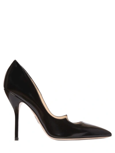 PAUL ANDREW 105MM ZENADIA BRUSHED LEATHER PUMPS, BLACK