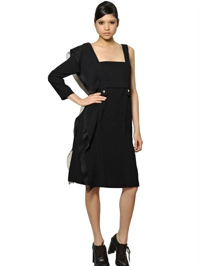 CHLOÉ ORGANZA RUFFLE AND CREPE SABLE DRESS