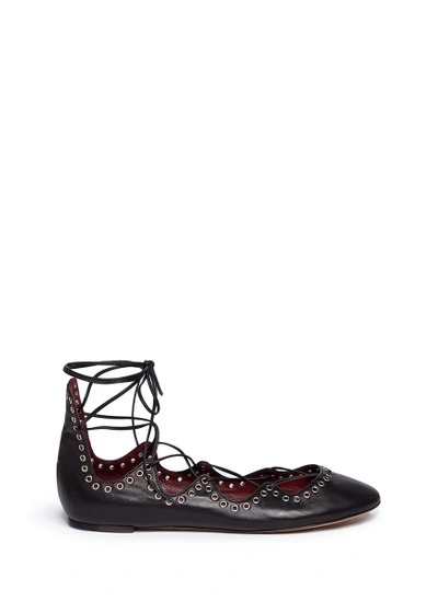 ISABEL MARANT 'Leo' Grommet Topline Leather Lace-Up Ballet Flats